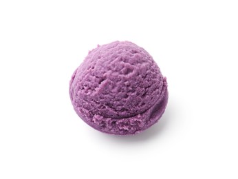 Photo of Ball of tasty blueberry sorbet isolated on white