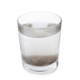 Photo of Glass with dirty water isolated on white