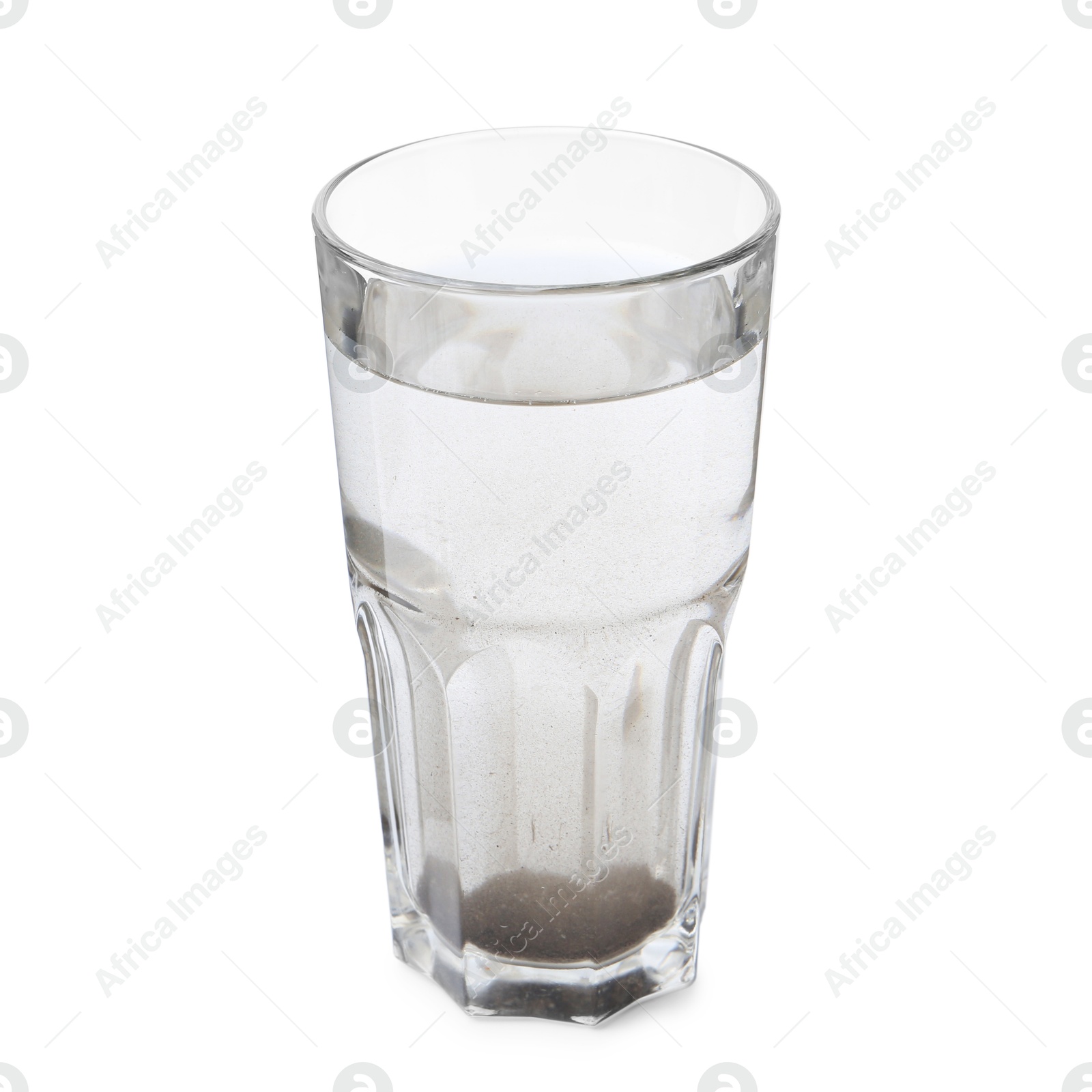 Photo of Glass with dirty water isolated on white