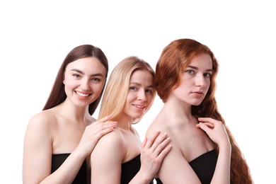 Photo of Beautiful women with different hair colors on white background