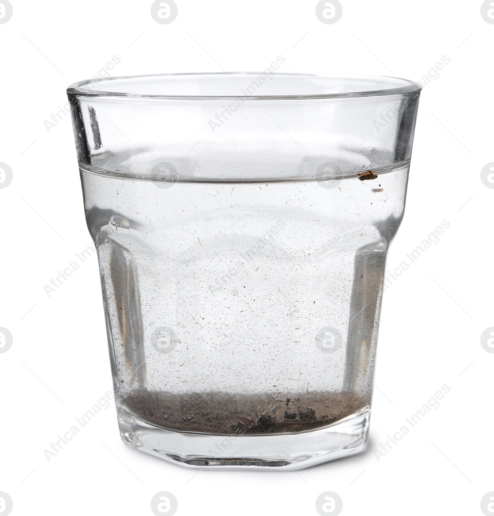 Glass with dirty water isolated on white Photo of Glass with dirty water isolated on white