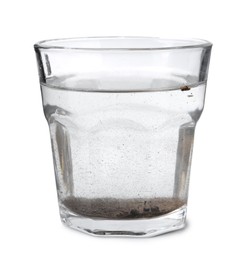Photo of Glass with dirty water isolated on white