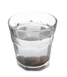 Photo of Glass with dirty water isolated on white