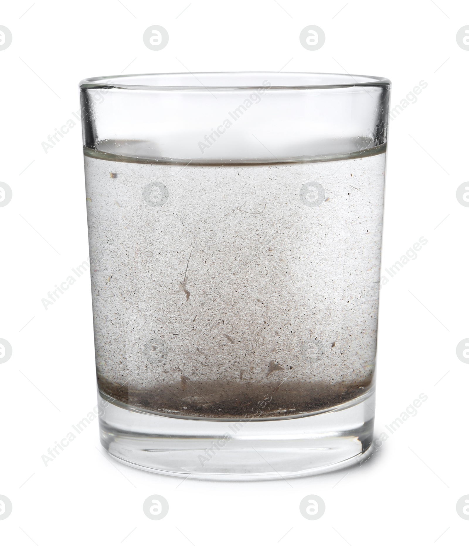 Photo of Glass with dirty water isolated on white