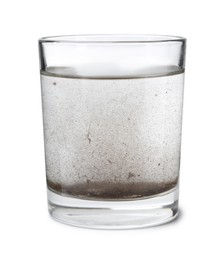 Photo of Glass with dirty water isolated on white