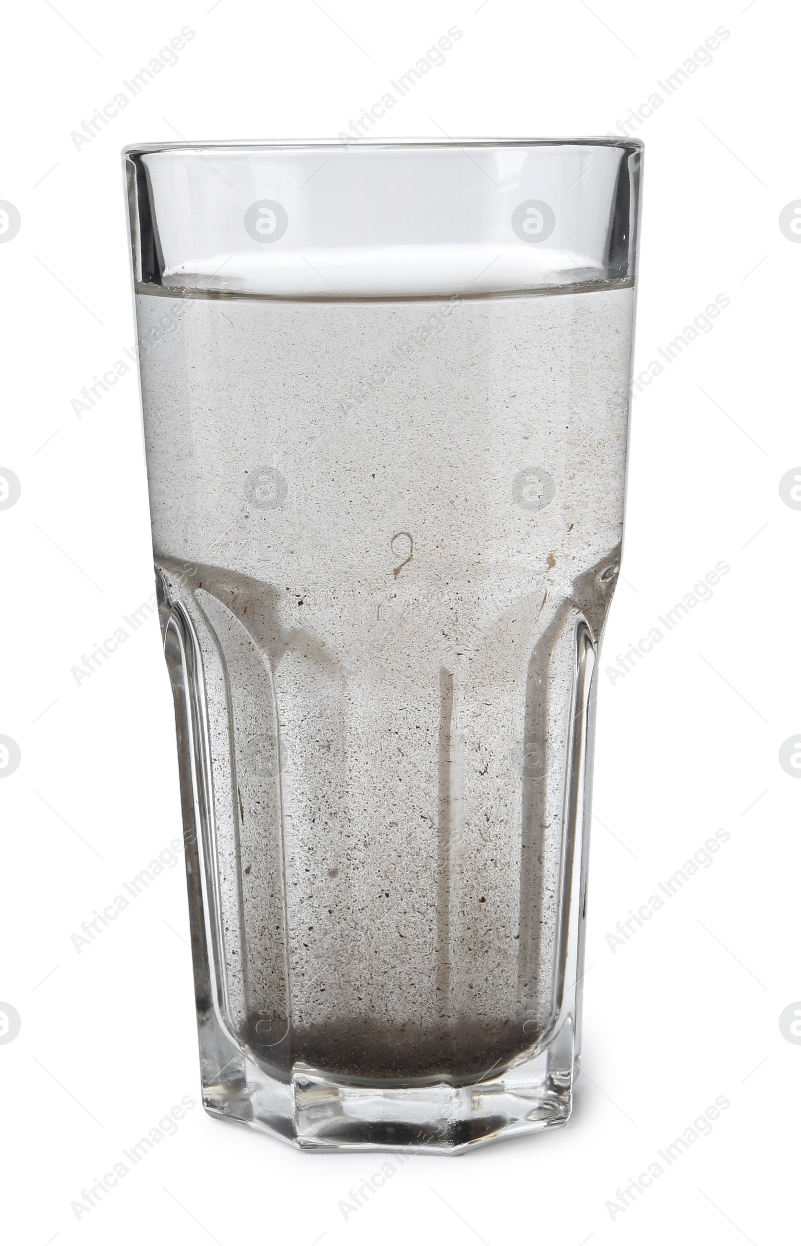 Glass with dirty water isolated on white Photo of Glass with dirty water isolated on white