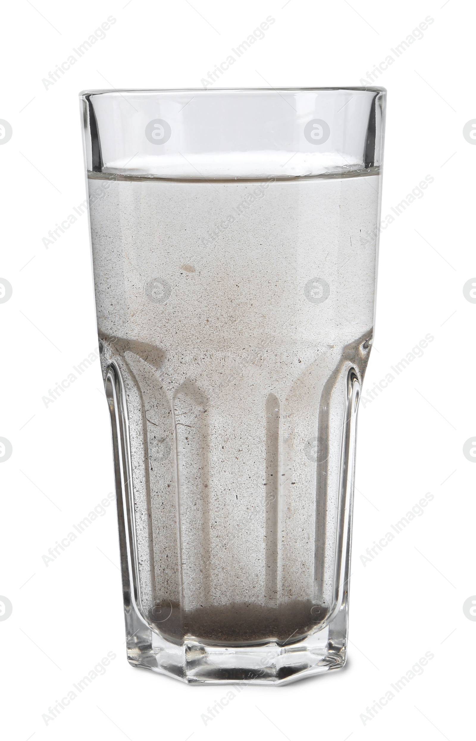 Glass with dirty water isolated on white Photo of Glass with dirty water isolated on white