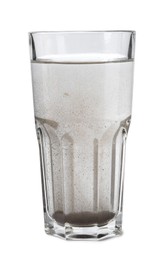 Photo of Glass with dirty water isolated on white