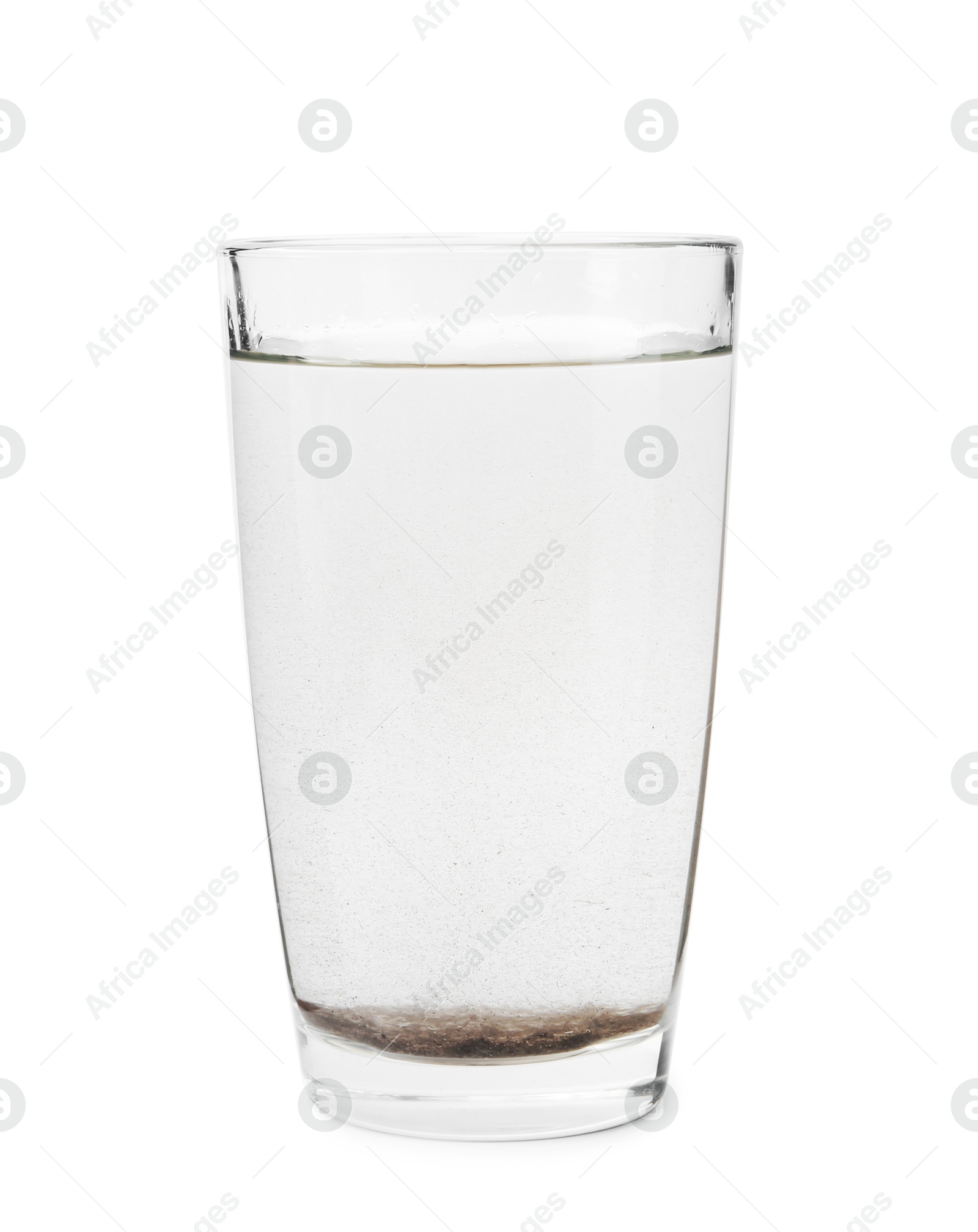 Glass with dirty water isolated on white Photo of Glass with dirty water isolated on white