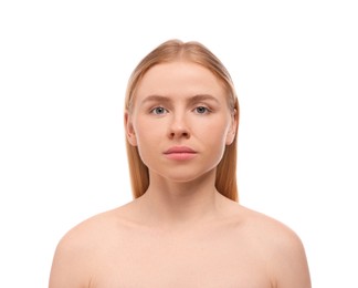 Photo of Portrait of beautiful woman on white background
