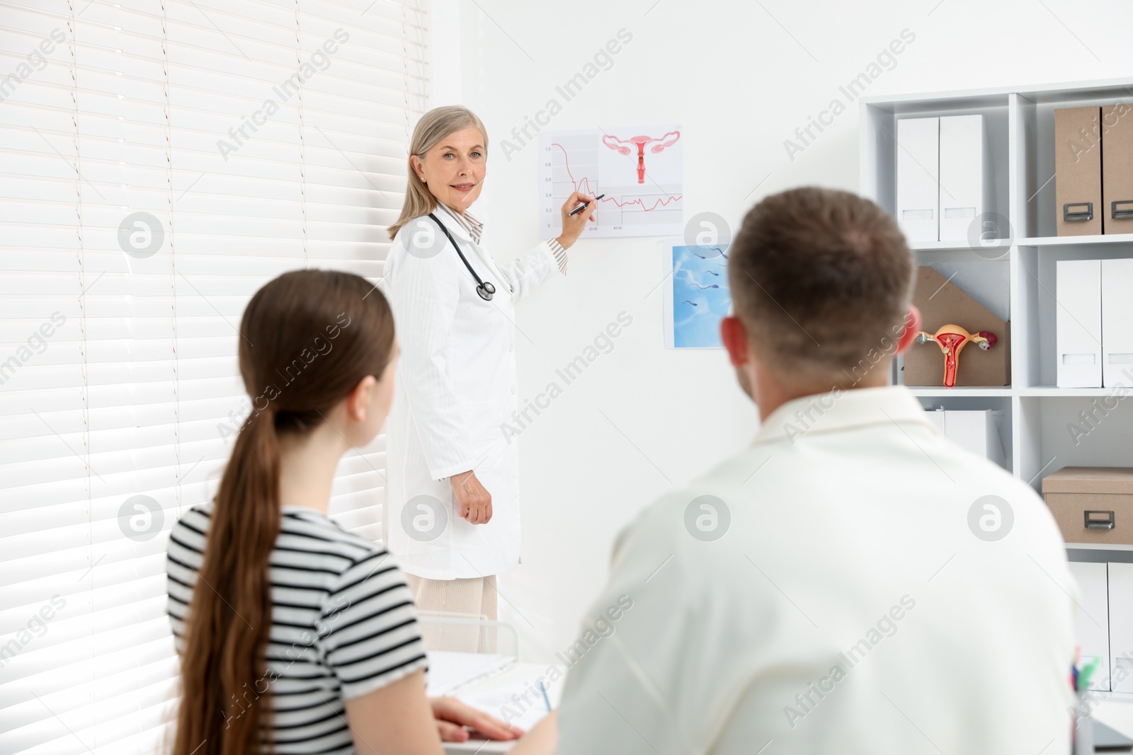 In vitro fertilization (IVF). Couple having consultation with doctor in reproductive clinic, selective focus Photo of In vitro fertilization (IVF). Couple having consultation with doctor in reproductive clinic, selective focus