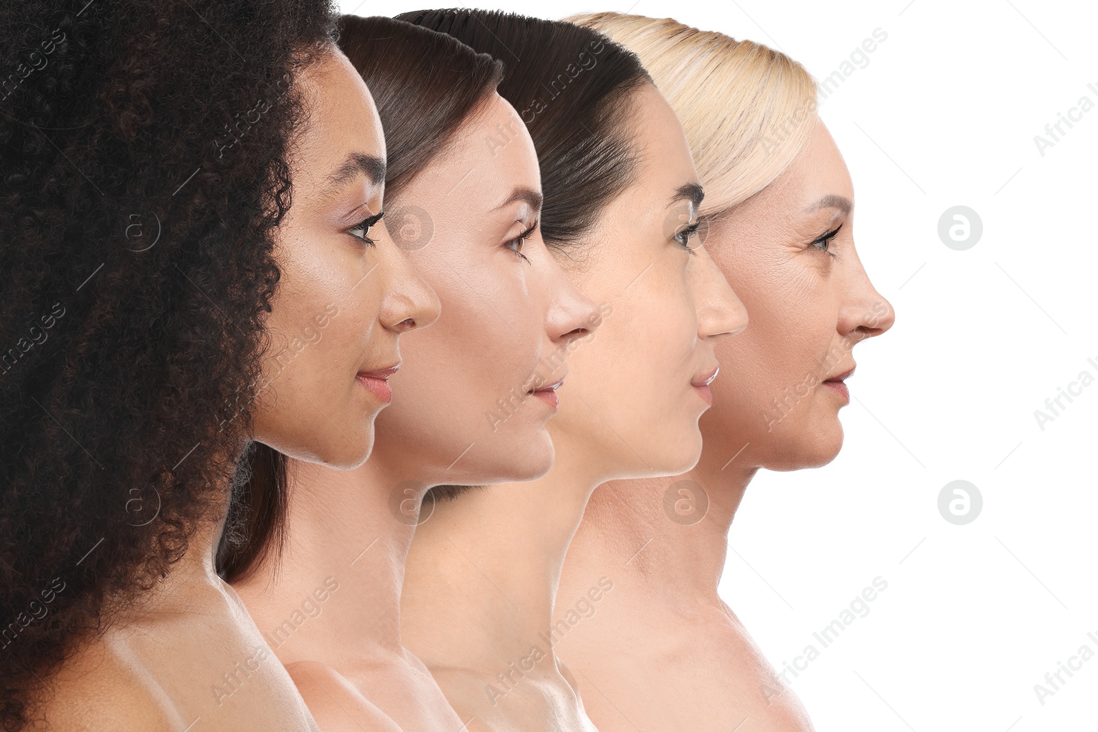 Group of beautiful women on white background. Collection of different portraits Image of Group of beautiful women on white background. Collection of different portraits