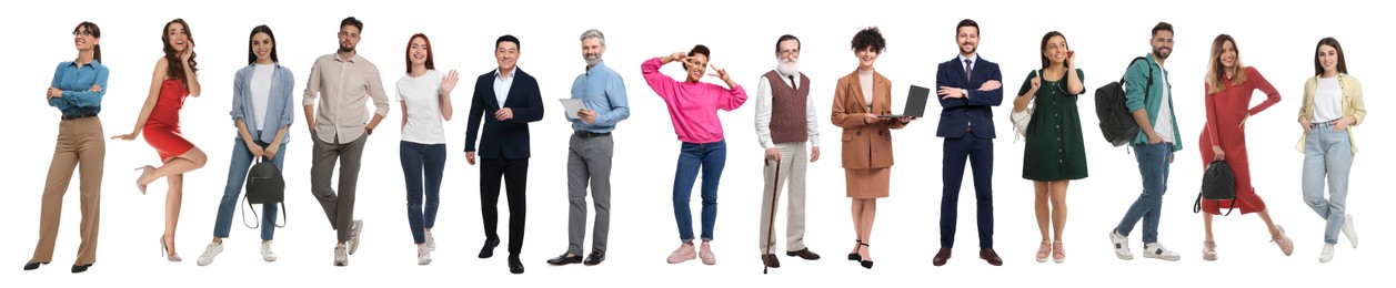 Image of Different people on white background. Full-length portraits