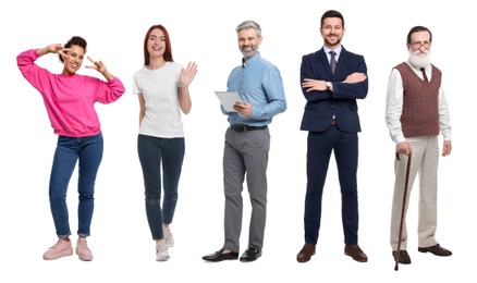 Image of Different people on white background. Full-length portraits
