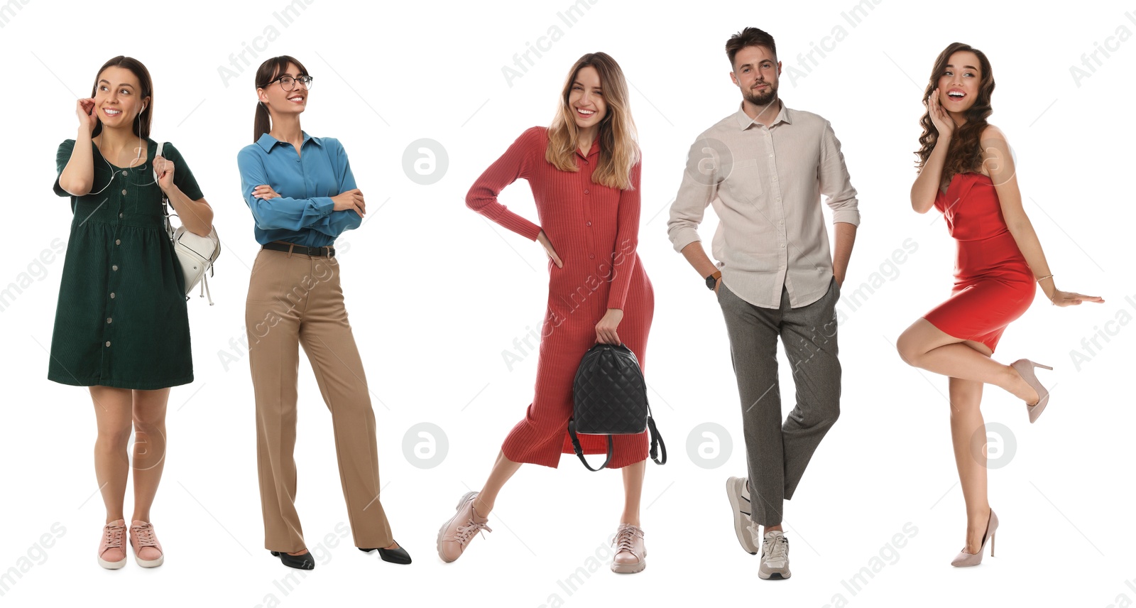 Image of Different people on white background. Full-length portraits