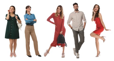 Image of Different people on white background. Full-length portraits