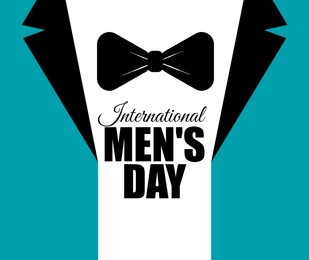 Image of International Men's Day card with jacket and bowtie illustrations