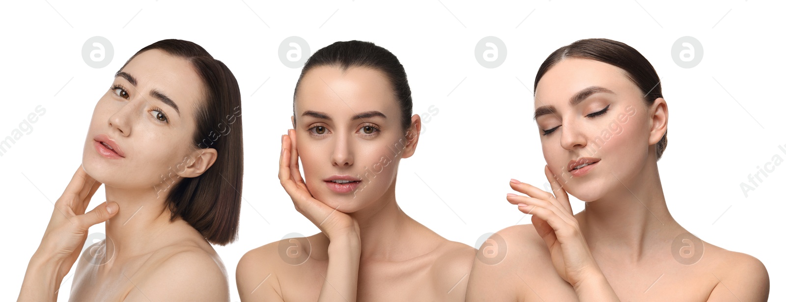 Group of beautiful women on white background. Collection of different portraits Image of Group of beautiful women on white background. Collection of different portraits