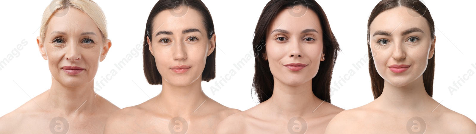 Group of beautiful women on white background. Collection of different portraits Image of Group of beautiful women on white background. Collection of different portraits