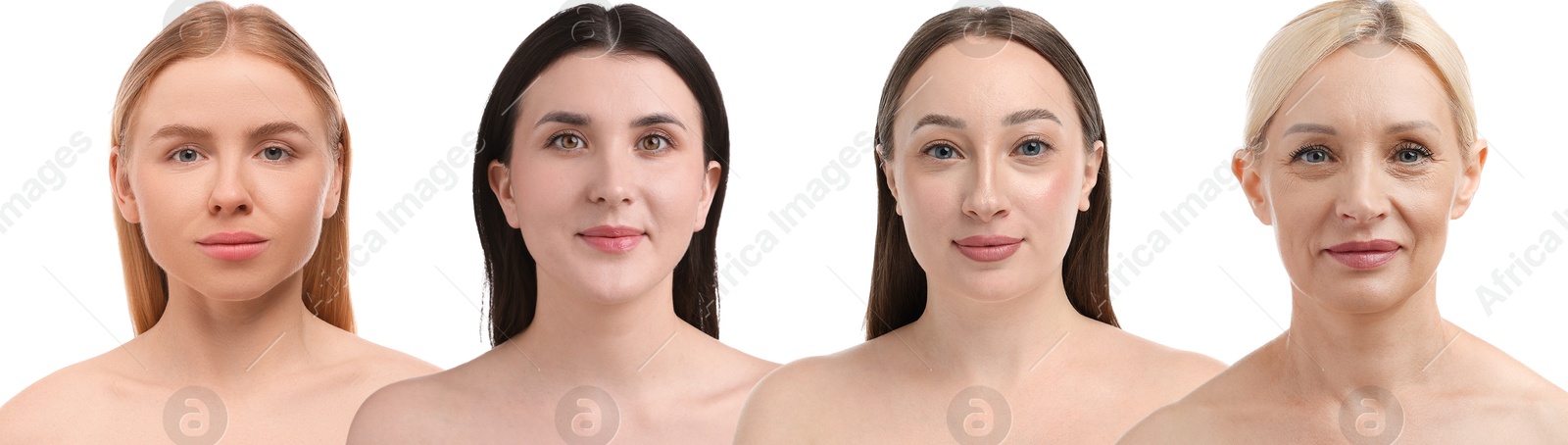 Group of beautiful women on white background. Collection of different portraits Image of Group of beautiful women on white background. Collection of different portraits