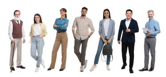Image of Different people on white background. Full-length portraits