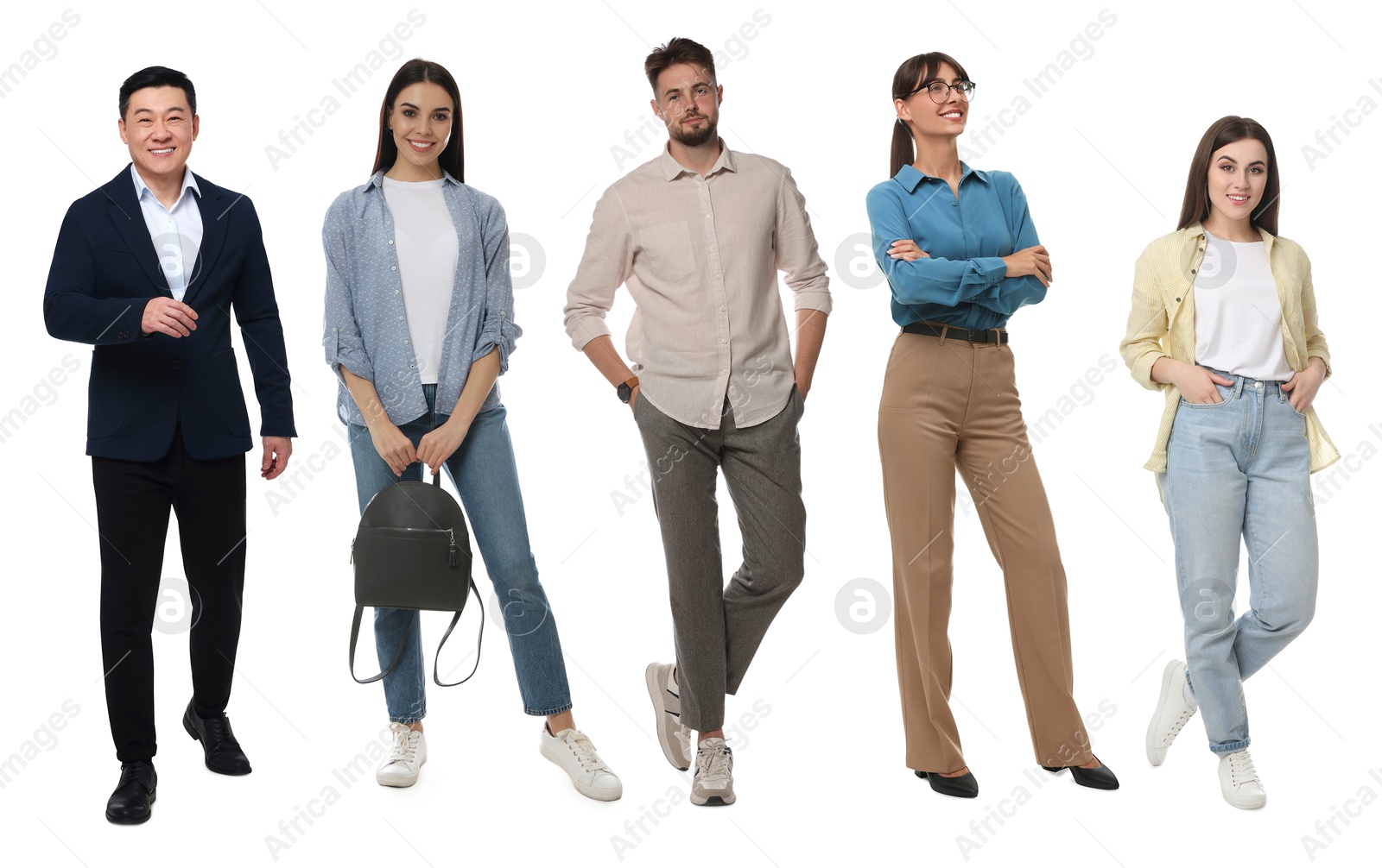 Different people on white background. Full-length portraits Image of Different people on white background. Full-length portraits