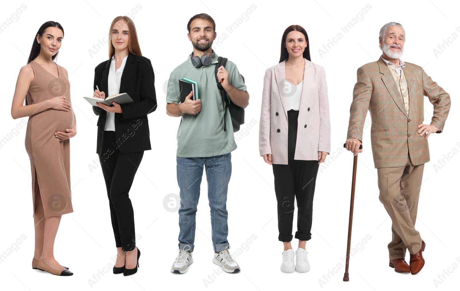 Different people on white background. Full-length portraits Image of Different people on white background. Full-length portraits