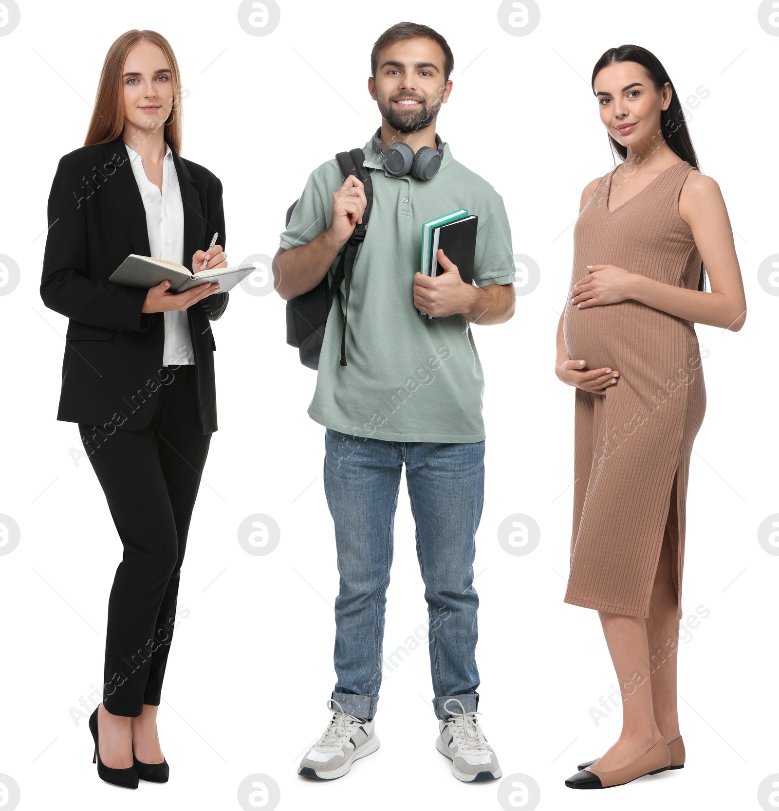 Different people on white background. Full-length portraits Image of Different people on white background. Full-length portraits