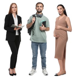 Image of Different people on white background. Full-length portraits