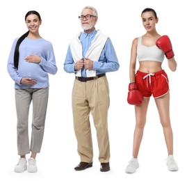 Image of Different people on white background. Full-length portraits