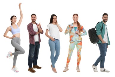 Image of Different people on white background. Full-length portraits
