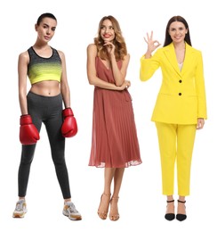 Image of Different people on white background. Full-length portraits