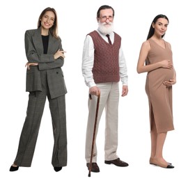 Image of Different people on white background. Full-length portraits