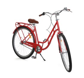 Photo of One beautiful red bicycle isolated on white