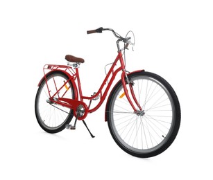 Photo of One beautiful red bicycle isolated on white