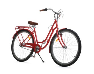 Photo of One beautiful red bicycle isolated on white