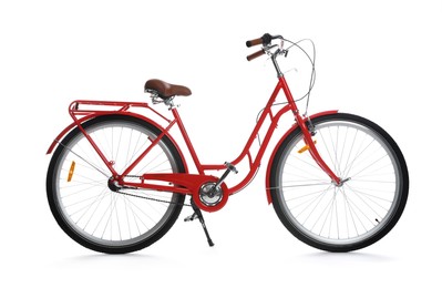 Photo of One beautiful red bicycle isolated on white