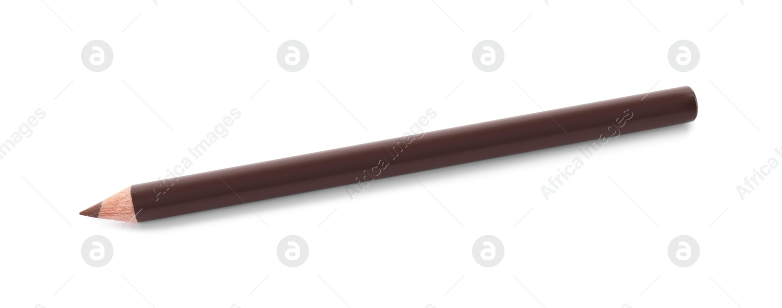 One brown eyebrow pencil isolated on white, above view Photo of One brown eyebrow pencil isolated on white, above view