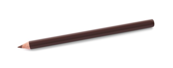 Photo of One brown eyebrow pencil isolated on white, above view