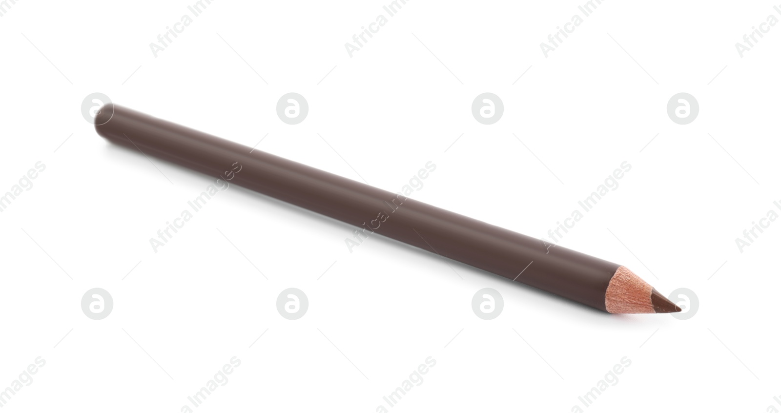 One brown eyebrow pencil isolated on white Photo of One brown eyebrow pencil isolated on white