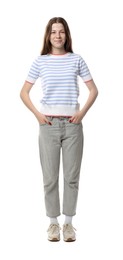 Photo of Portrait of teenage girl on white background