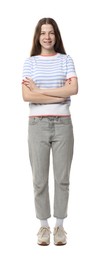 Photo of Portrait of teenage girl on white background
