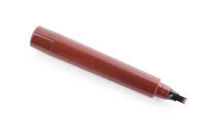 Photo of One liquid eyebrow pencil isolated on white, top view