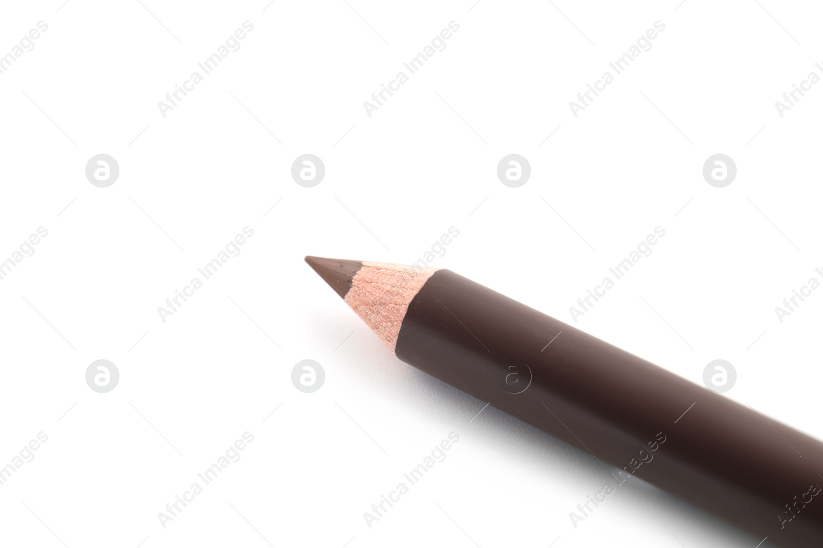 One brown eyebrow pencil isolated on white Photo of One brown eyebrow pencil isolated on white