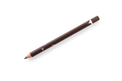 Photo of One brown eyebrow pencil isolated on white, top view