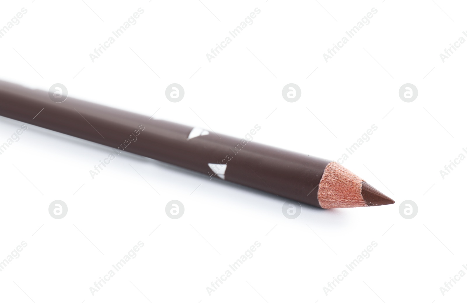 One brown eyebrow pencil isolated on white Photo of One brown eyebrow pencil isolated on white