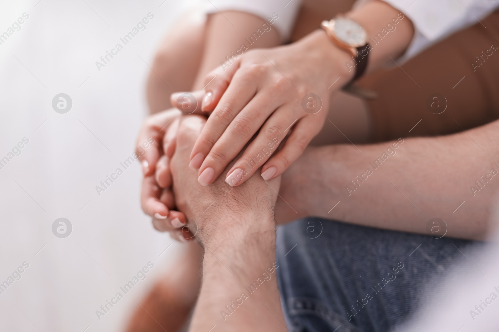 Psychologist supporting patient during therapy session in office, closeup Photo of Psychologist supporting patient during therapy session in office, closeup