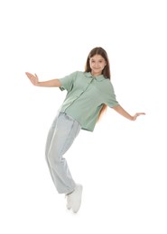 Photo of Portrait of teenage girl on white background