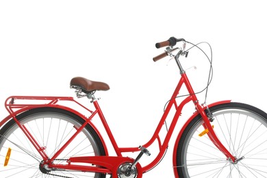 Photo of One beautiful red bicycle isolated on white