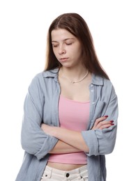 Photo of Portrait of teenage girl on white background